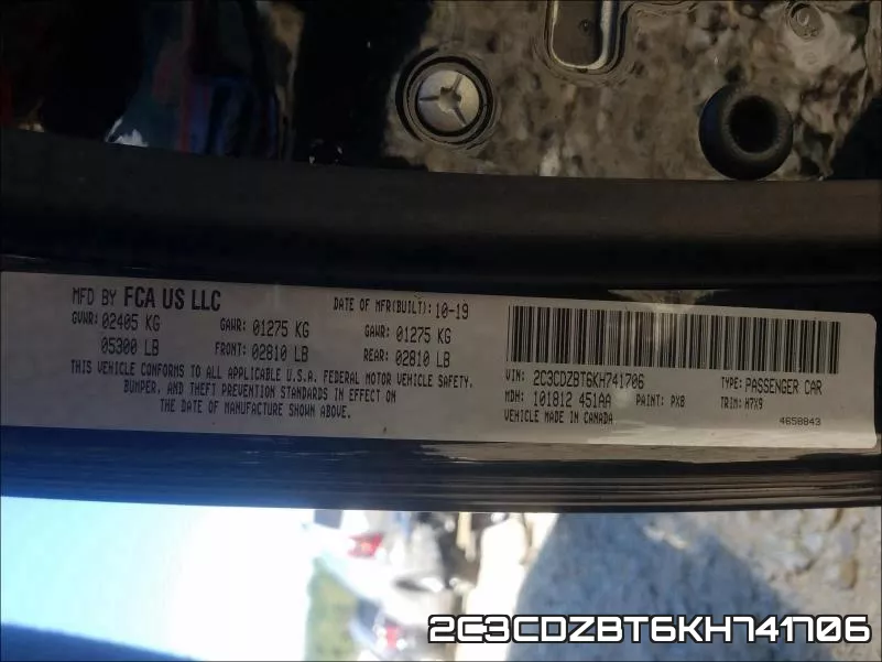 2C3CDZBT6KH741706 фото 2