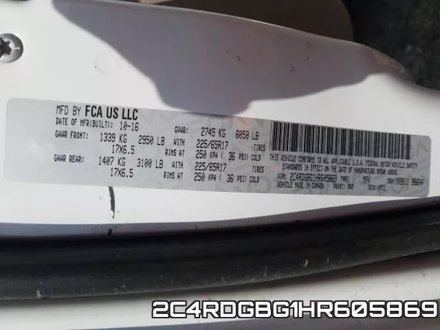2C4RDGBG1HR605869 фото 2