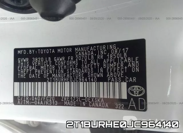 2T1BURHE0JC964140 фото 10