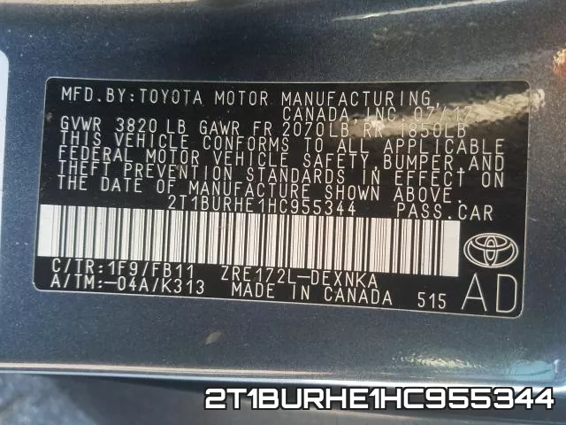 2T1BURHE1HC955344 фото 2