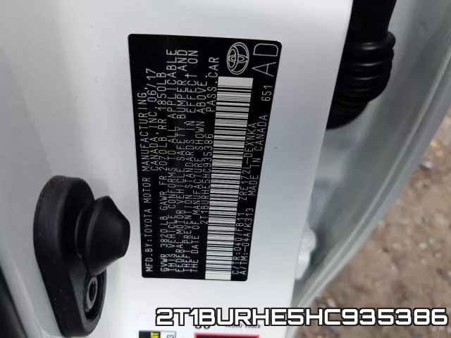 2T1BURHE5HC935386 фото 2