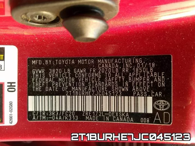 2T1BURHE7JC045123 фото 2