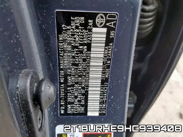 2T1BURHE9HC939408 фото 2