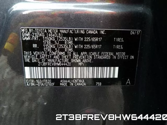 2T3BFREV8HW644420 фото 2
