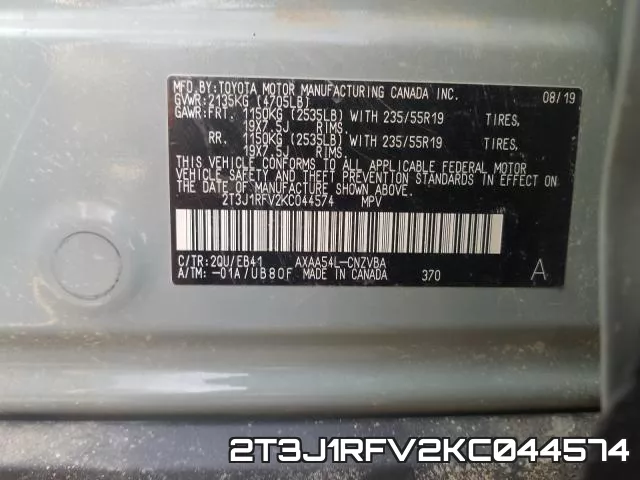 2T3J1RFV2KC044574 фото 2