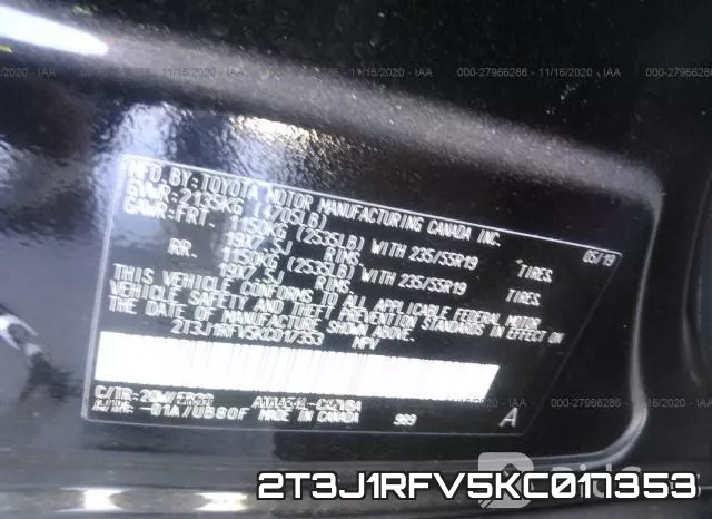 2T3J1RFV5KC017353 фото 10