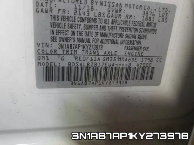 3N1AB7AP1KY273978 фото 2