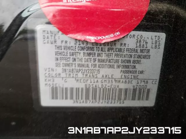 3N1AB7AP2JY233715 фото 2