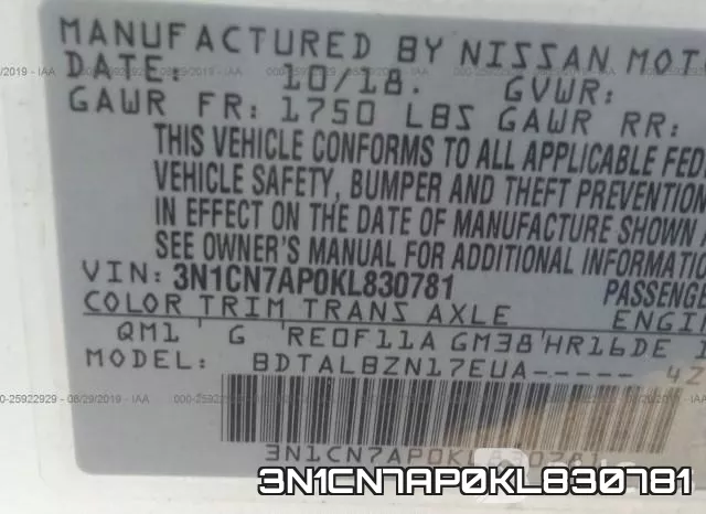 3N1CN7AP0KL830781 фото 10