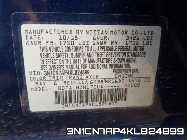 3N1CN7AP4KL824899 фото 2