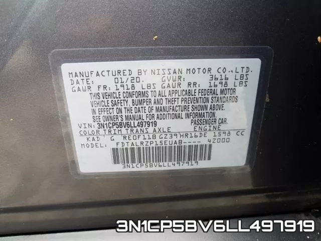 3N1CP5BV6LL497919 фото 2
