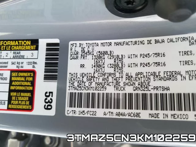 3TMAZ5CN3KM102259 фото 2
