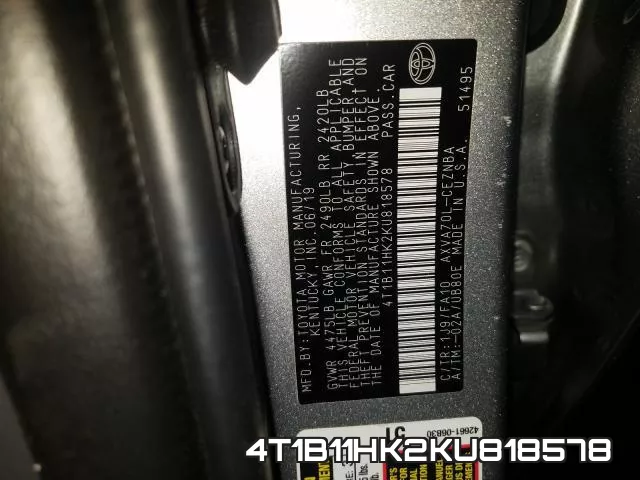 4T1B11HK2KU818578 фото 2