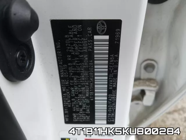 4T1B11HK5KU800284 фото 2
