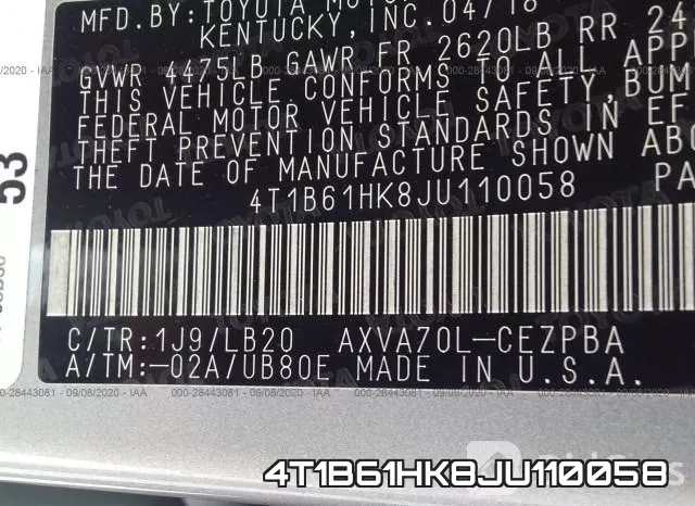 4T1B61HK8JU110058 фото 10