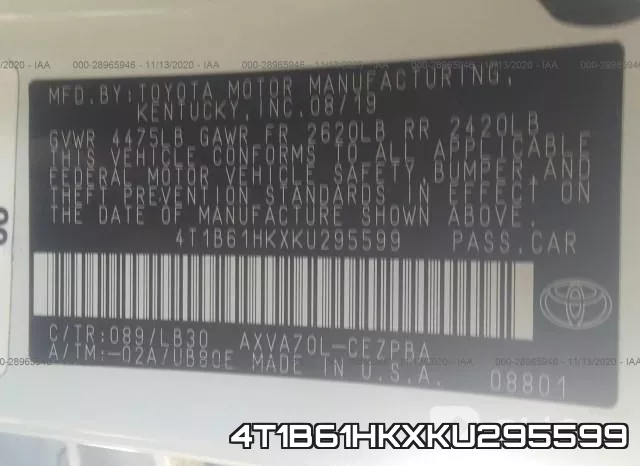 4T1B61HKXKU295599 фото 10