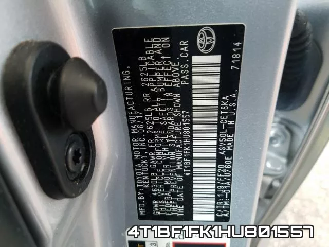 4T1BF1FK1HU801557 фото 2