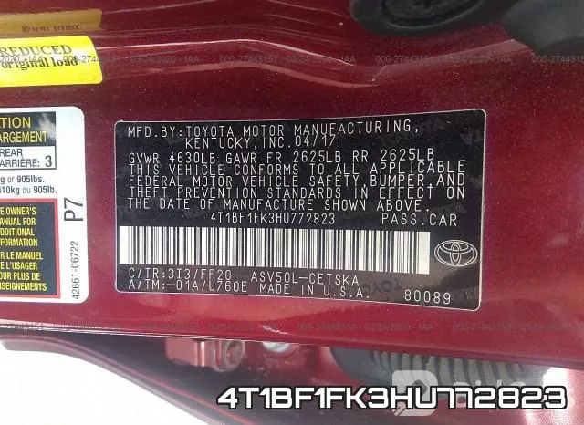 4T1BF1FK3HU772823 фото 10