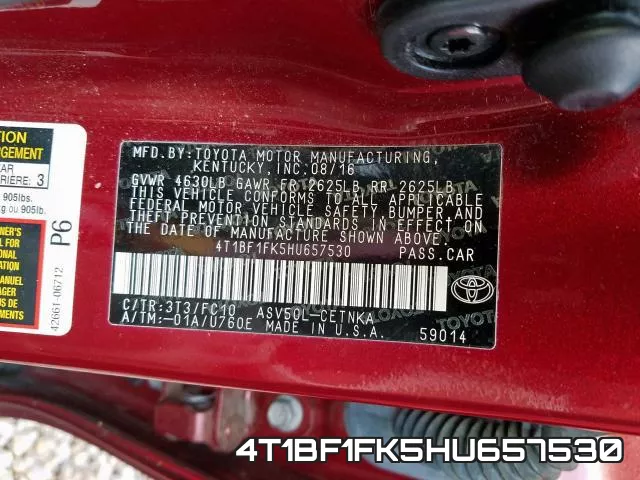 4T1BF1FK5HU657530 фото 2