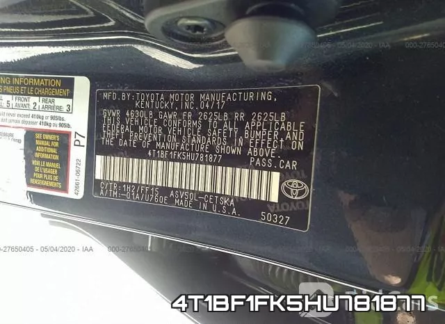 4T1BF1FK5HU781877 фото 10