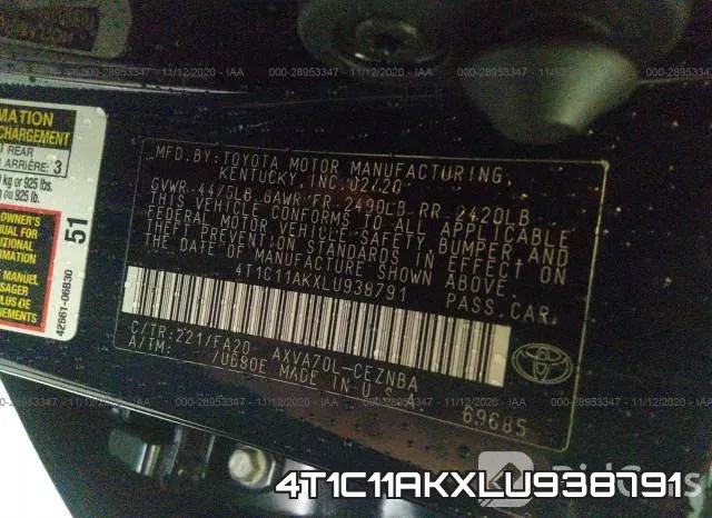 4T1C11AKXLU938791 фото 10