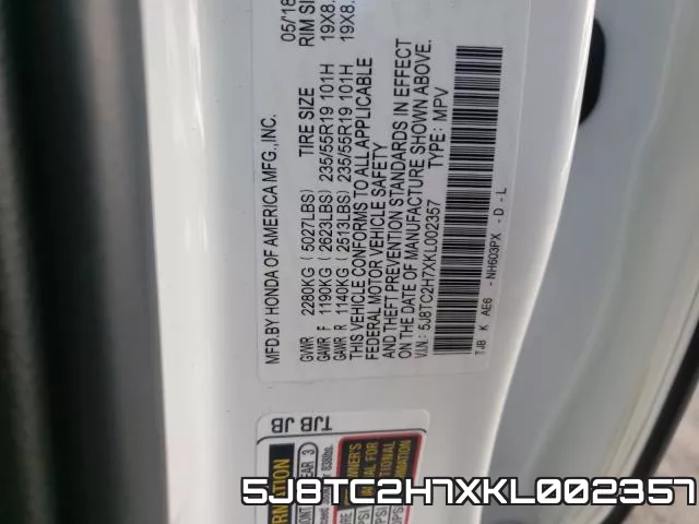 5J8TC2H7XKL002357 фото 2
