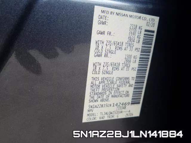 5N1AZ2BJ1LN141884 фото 2