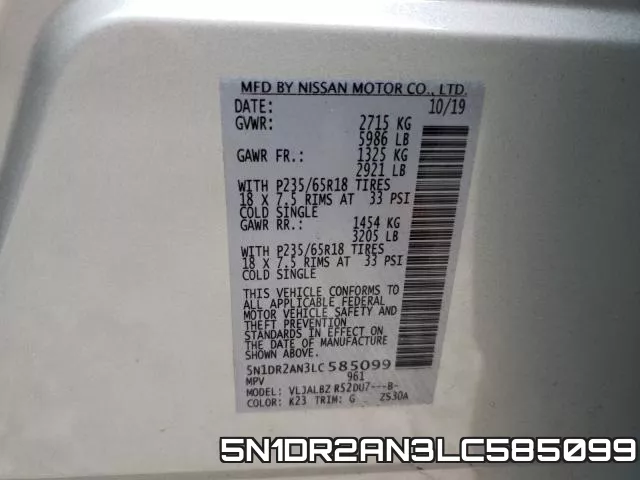 5N1DR2AN3LC585099 фото 2