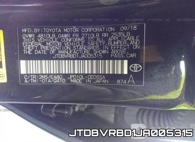 JTDBVRBD1JA005315 фото 10