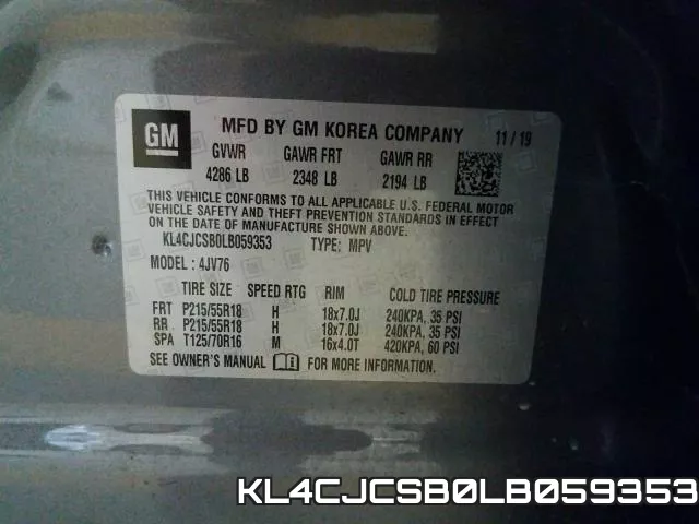 KL4CJCSB0LB059353 фото 2