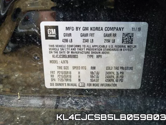 KL4CJCSB5LB059803 фото 2
