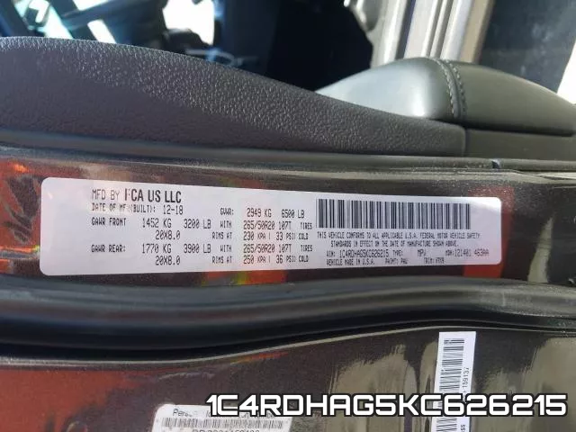 1C4RDHAG5KC626215 фото 2