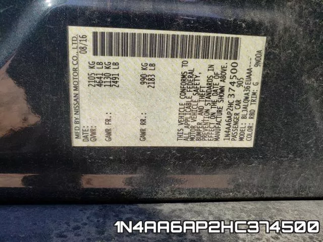 1N4AA6AP2HC374500 фото 2