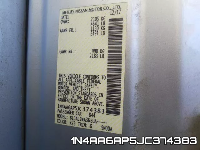 1N4AA6AP5JC374383 фото 2