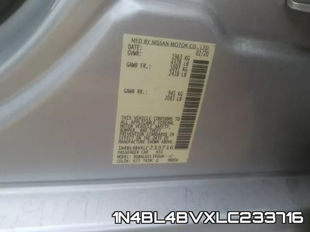 1N4BL4BVXLC233716 фото 2