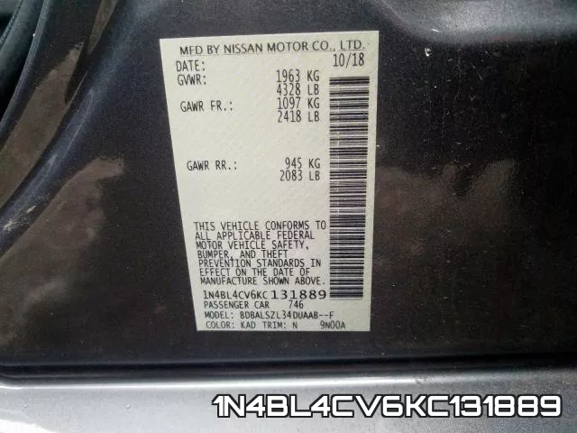 1N4BL4CV6KC131889 фото 2