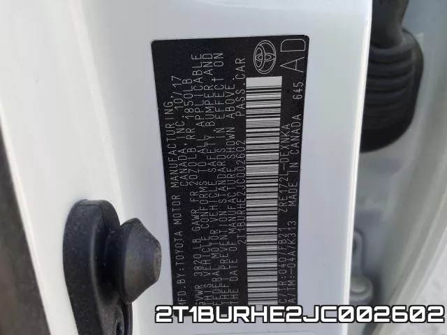 2T1BURHE2JC002602 фото 2