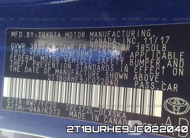 2T1BURHE9JC022040 фото 10