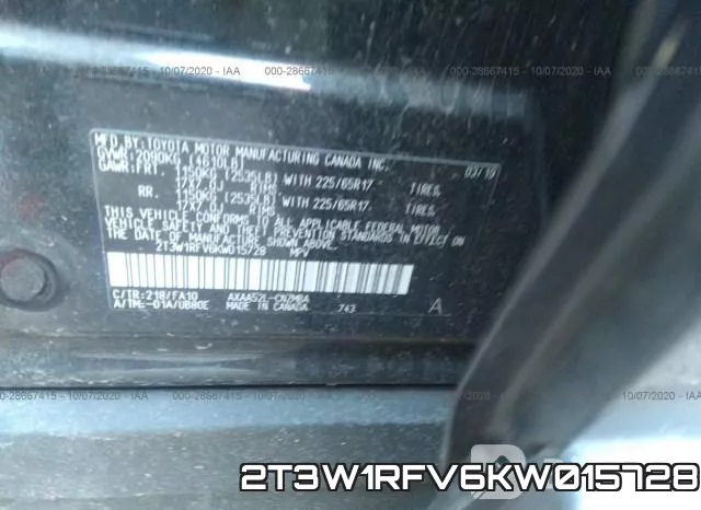 2T3W1RFV6KW015728 фото 10