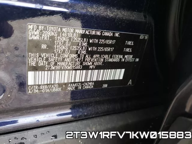 2T3W1RFV7KW015883 фото 2