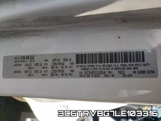 3C6TRVBG7LE103316 фото 2