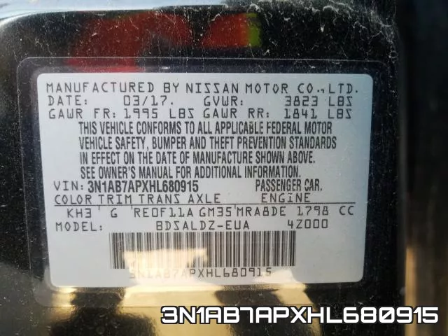 3N1AB7APXHL680915 фото 2