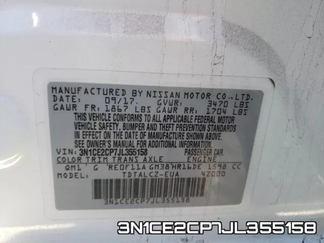 3N1CE2CP7JL355158 фото 2