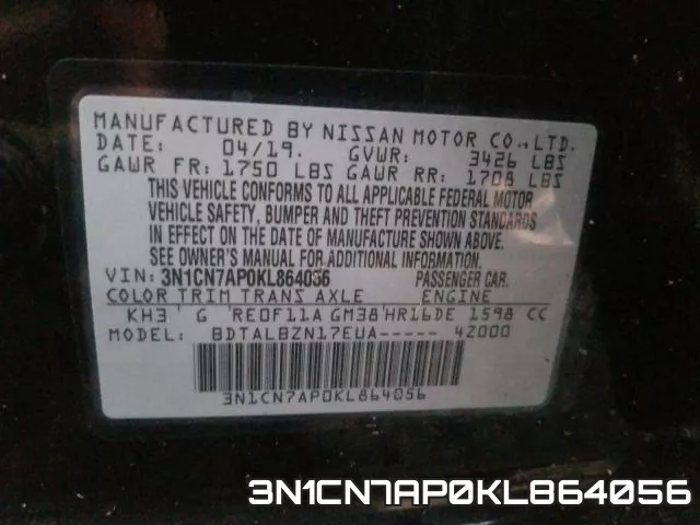 3N1CN7AP0KL864056 фото 2