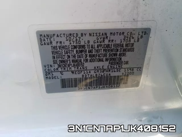 3N1CN7AP1JK408152 фото 2