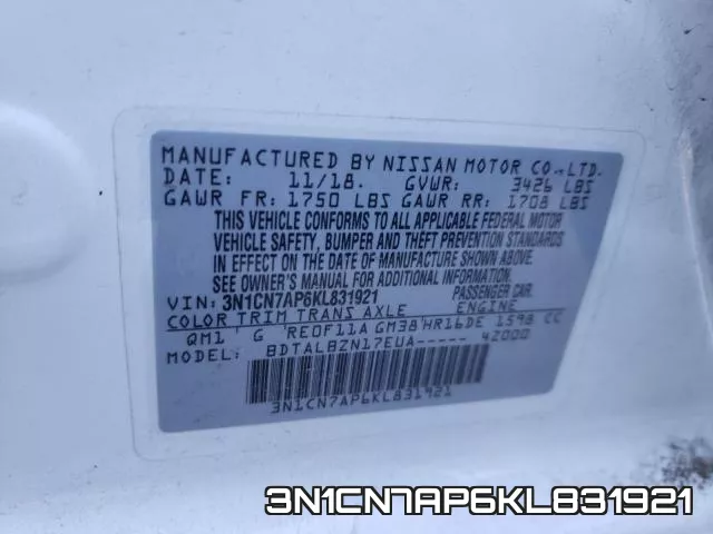 3N1CN7AP6KL831921 фото 2