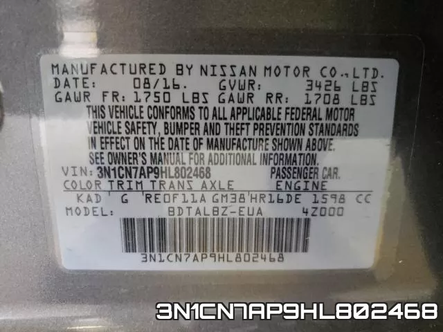 3N1CN7AP9HL802468 фото 2