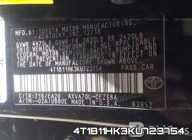 4T1B11HK3KU723754 фото 10