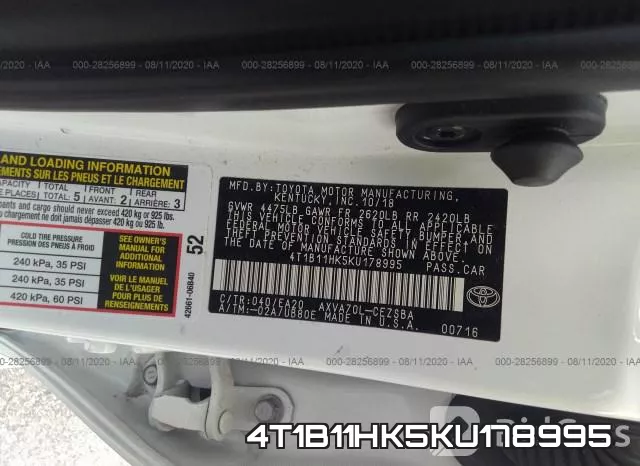 4T1B11HK5KU178995 фото 10