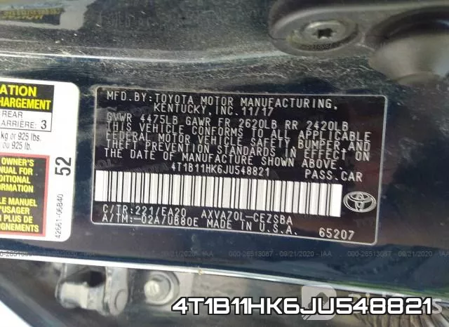 4T1B11HK6JU548821 фото 10